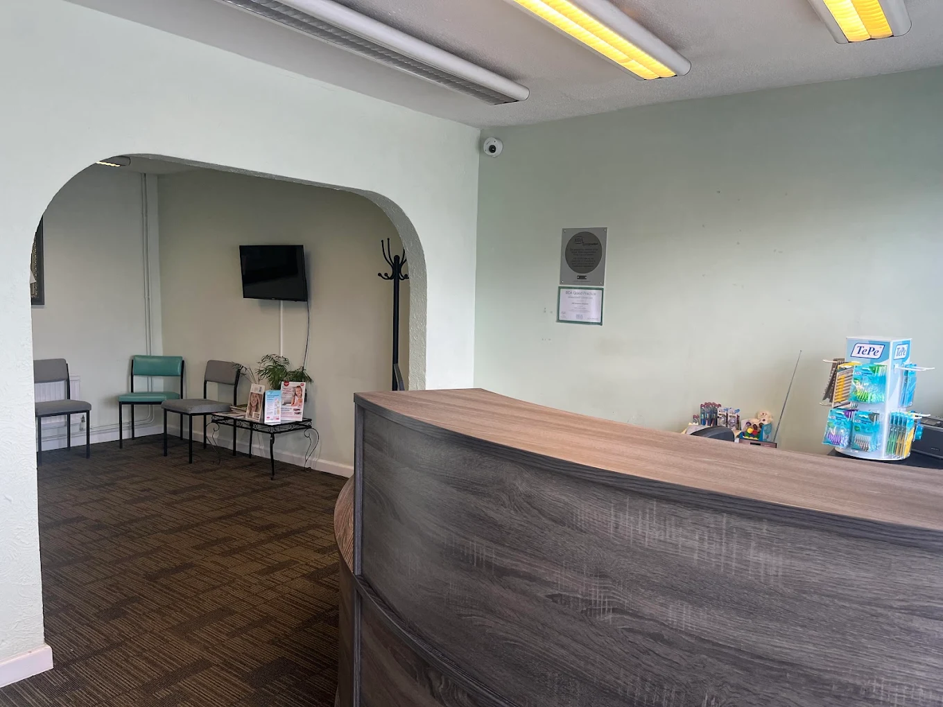 UHP Dentalcare reception on Bedford Road, Kempston